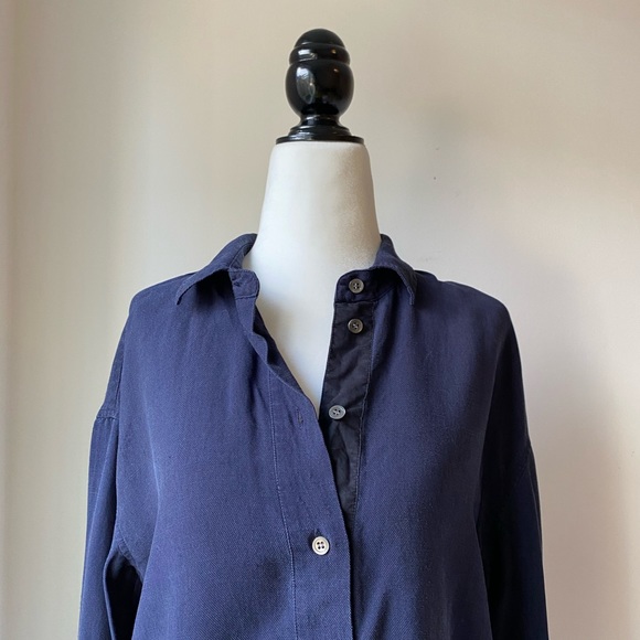 Preppy J Crew drapey Oxford button up shirt tunic - Picture 5 of 12
